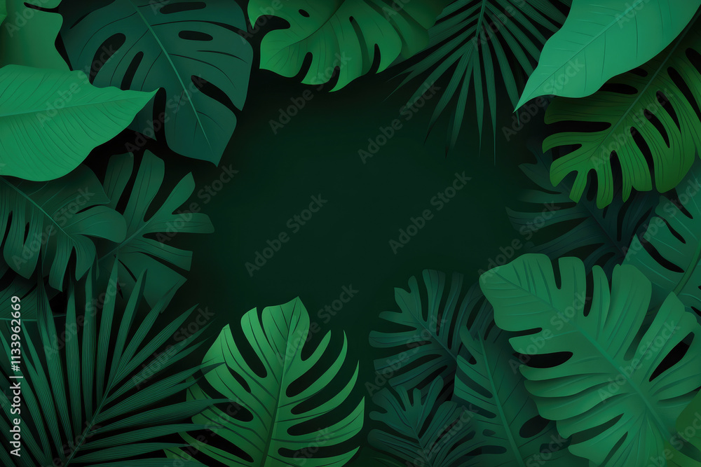 Poster abstract background of green foliage with varied textures and patterns in nature capturing the essen