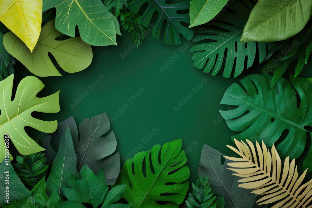 Poster exploring an abstract background of green foliage a textured journey through nature's patterns and t