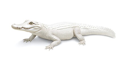 Obraz premium Photorealistic White Crocodile on White Background for Creative Use