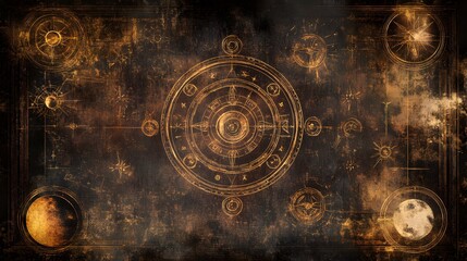 Fototapeta premium Celestial Chart Ancient Cosmos Map Design