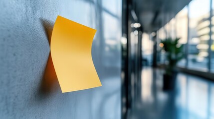 A blank sticky note on a computer monitor in a modern office, waiting to be filled with personalized notes or messages.