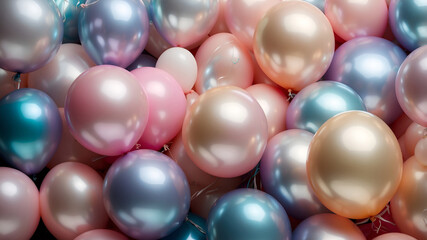 glossy surface colorful balloon background, party decoration