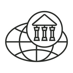 World bank icon, Bank symbol outline icon, editable vector illustration and transparent graphic element. Isolated on white background