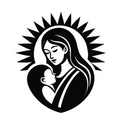 Mother and Baby Care Silhouette Vector Art Illustration - Loving Bond and Tender Moments