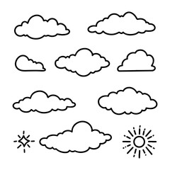 Hand draw the cloud collection. Line style illustration