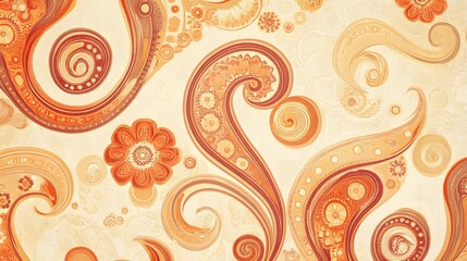 Fototapeta premium Abstract swirling orange and beige floral pattern design