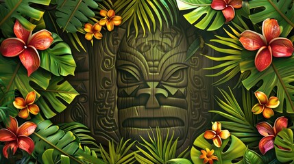 background for a party invitation, tropical and tiki theme