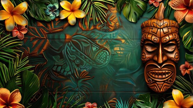 background for a party invitation, tropical and tiki theme