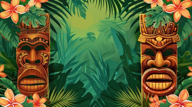 background for a party invitation, tropical and tiki theme