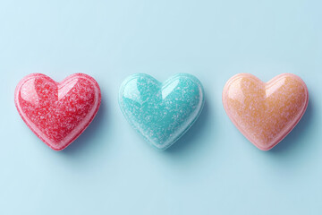 Fototapeta premium Colorful heart shaped candies create cheerful and sweet display