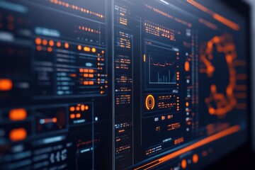 High-Tech Digital User Interface with Futuristic Design Elements, Data Visualization, and Interactive Controls for Modern Software Applications