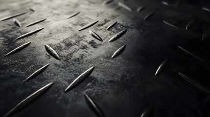 Dark Metal Surface with Diamond Plate Texture