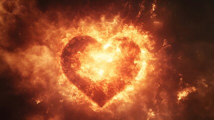 Fototapeta premium Fiery Heart Burning Brightly In Darkness