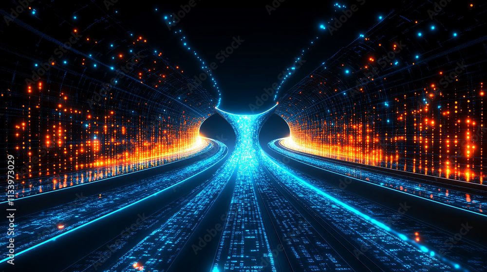 Aufkleber a conceptual image of big data technology, featuring an information funnel symbolizing the flow and 