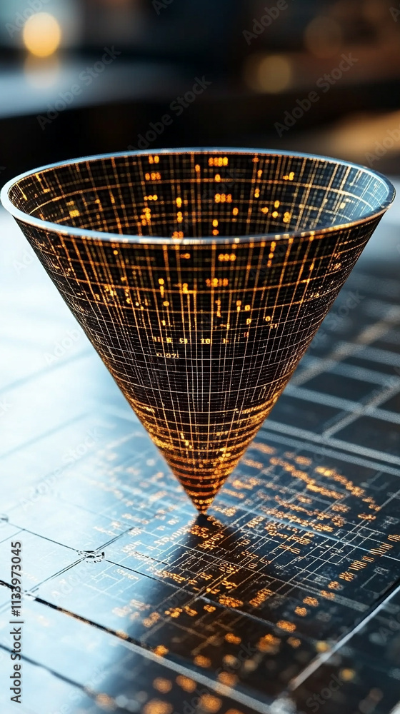 Aufkleber a conceptual image of big data technology, featuring an information funnel symbolizing the flow and 