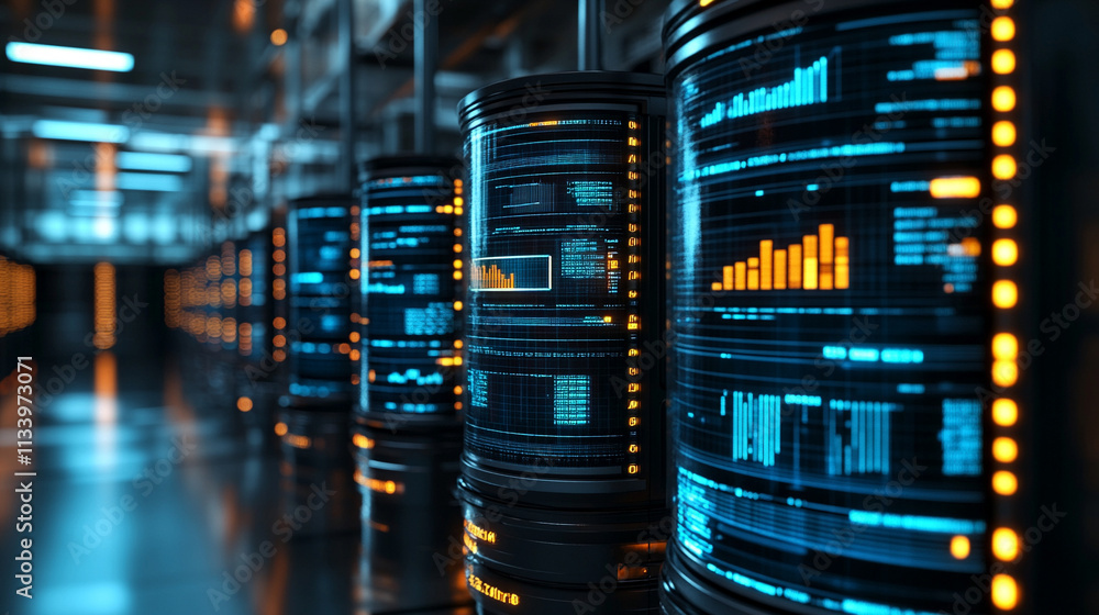 Aufkleber a conceptual image of big data technology, featuring an information funnel symbolizing the flow and 