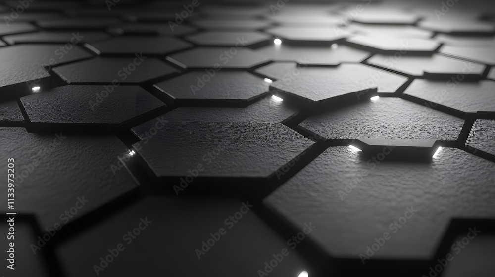 Aufkleber abstract hexagonal pattern dark surface illuminated