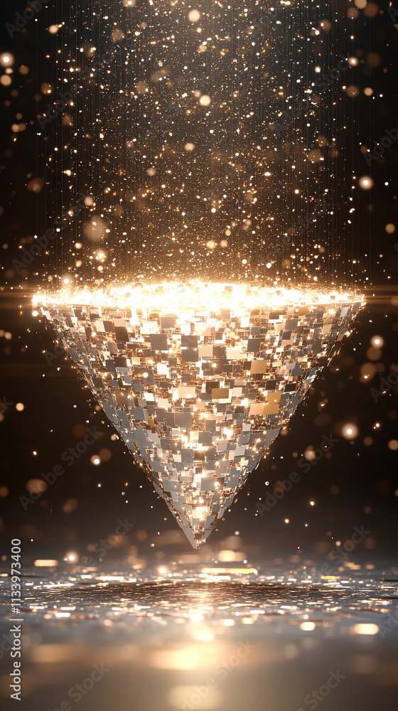 Poster a conceptual image of big data technology, featuring an information funnel symbolizing the flow and 