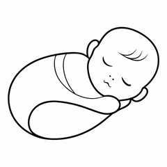 new born baby sleep vector icon with white background