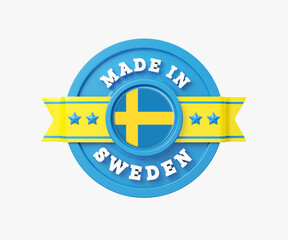 Made in Sweden Badge 3D Illustration