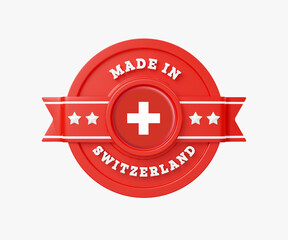 Made in Switzerland Badge 3D Illustration.