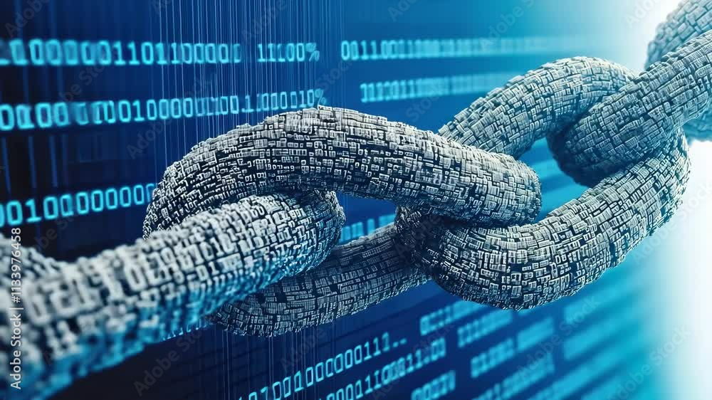 Aufkleber a digital chain representing blockchain technology, symbolizing security and interconnectedness in a
