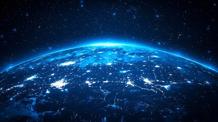Fototapeta premium Glowing Global Communication Network Surrounding Planet Earth