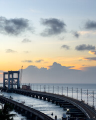 Pamban railway bridge that connects Tamil Nadu's island of Rameswaram to the mainland Mandapam (a place on the Indian mainland)