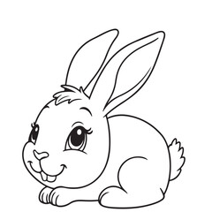 rabbit and carrot line art on white background 