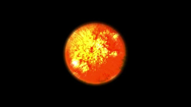 The star shines brightly in the dark expanse of space, The sun glows intensely with fiery colors against the dark backdrop 