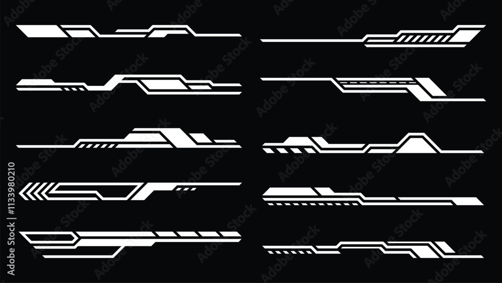 Aufkleber sci-fi futuristic emelent design, hud dashboard display virtual reality technology screen. user inte