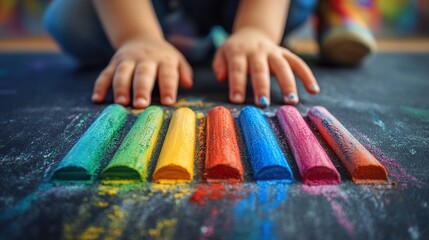 Fototapeta premium Colorful Crayons: A Child's Creative Playtime