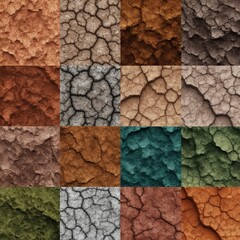 Naklejka premium A collage of different natural Earth textures mixed in beautiful abstract background, Generative AI