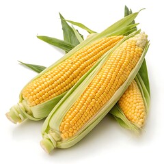 3D icon of a corn on the cob with a simple and minimalistic design set against a white background.