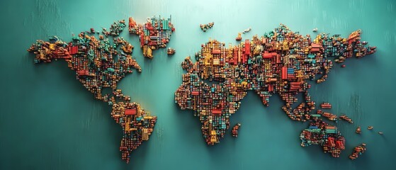 Concept of globalization affecting local economies, international trade, and economic development, visualizing socioeconomic effects, AIgenerated art