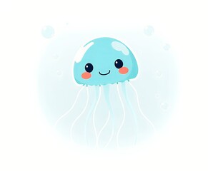 there is a cartoon jellyfish with a cute face on it.