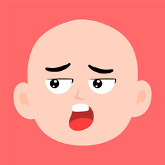 Obraz premium cartoon bald boy avatar character illustration design. emoticon head expression face