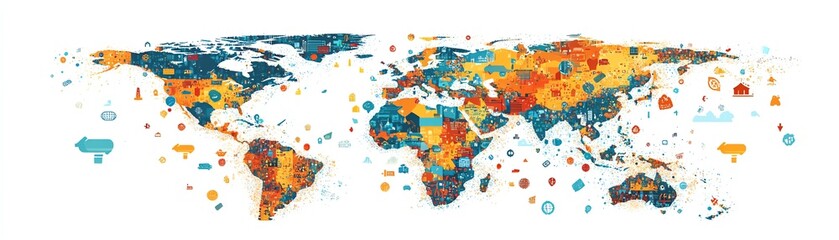 Globalization affecting local economies, symbols of international trade, socioeconomic effects, economic development, interconnected world, AIgenerated concept