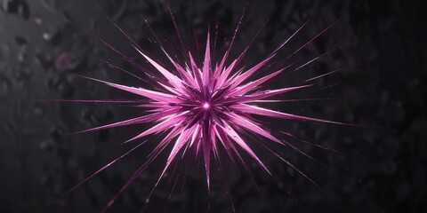 Fototapeta premium Vibrant pink starburst against a deep purple-black background with glittering silver accents , nebula, galaxy