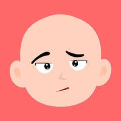 cartoon bald boy avatar character illustration design. emoticon head expression face