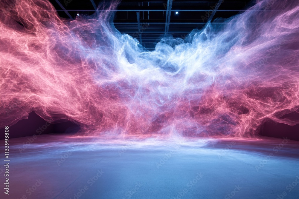 Aufkleber abstract colorful smoke waves in a dark space with illuminated background creating a dreamlike atmos