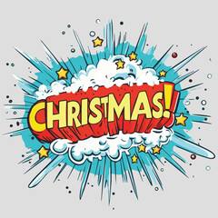 Vector Christmas cartoon Comic book retro sound effect