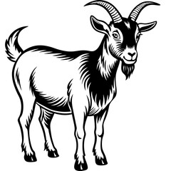 Goat vector illustration ,Goat Head svg, Goat Face svg, Farm Animal svg - Vector, Clipart, Cricut, CNC, Laser, Vinyl Cutter,