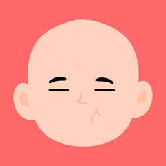cartoon bald boy avatar character illustration design. emoticon head expression face