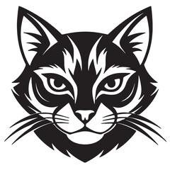 cat face logo silhouette vector on a white background