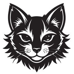 cat face logo silhouette vector on a white background