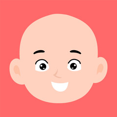 cartoon bald boy avatar character illustration design. emoticon head expression face