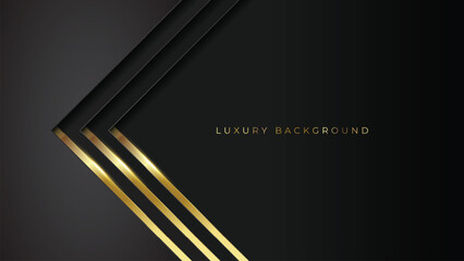 Luxury arrow Gold line Background VIP with black metal texture in 3d abstract style, stock illustration