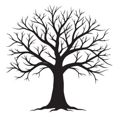 Black tree without leaves silhouette vector isolated on a white background