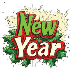 Vector Christmas cartoon Comic book retro sound effect